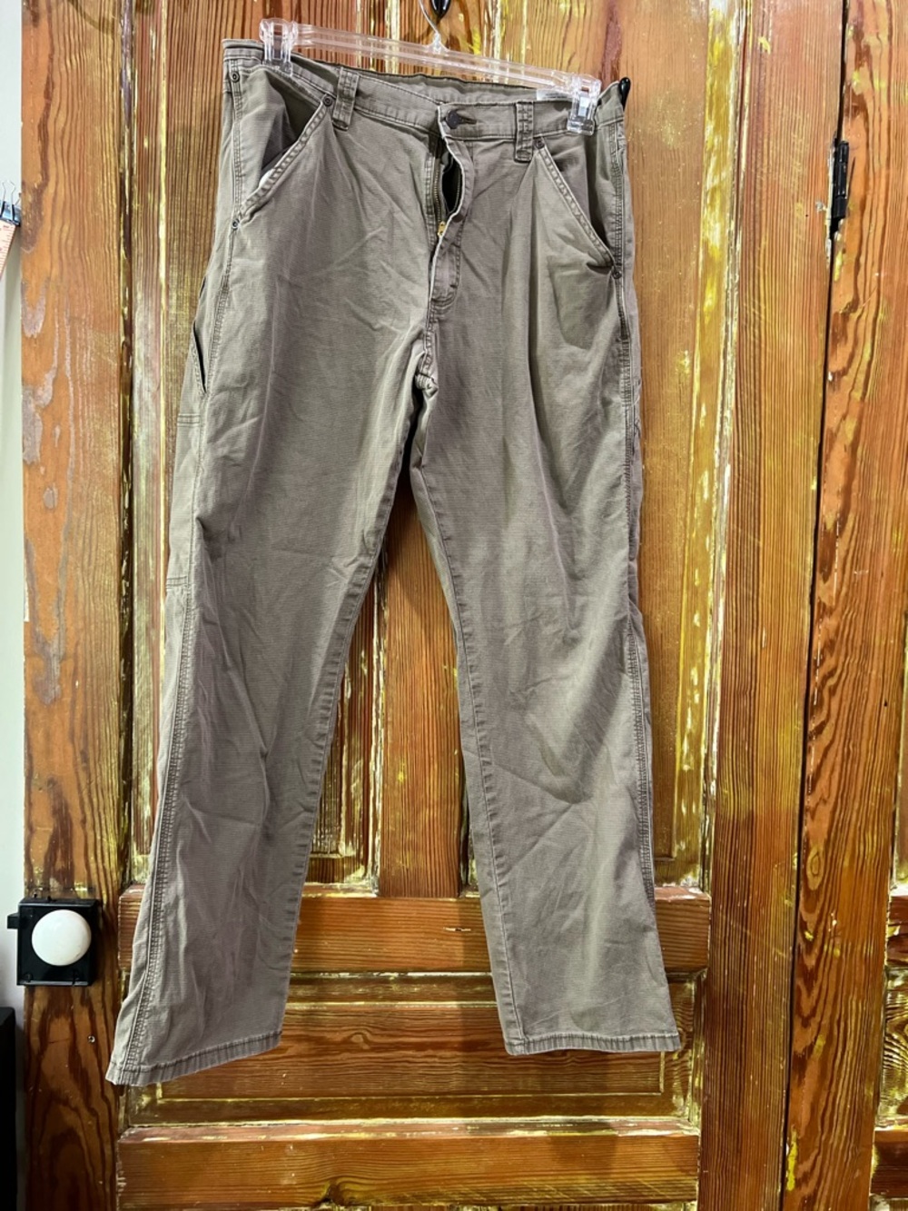 Men’s Wrangler Olive Brown Straight-Leg Carpenter Pants